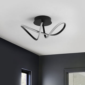 Chantelle 19.5" Modern Minimalist Aluminum Loop Integrated LED Semi Flush Mount - JONATHAN Y